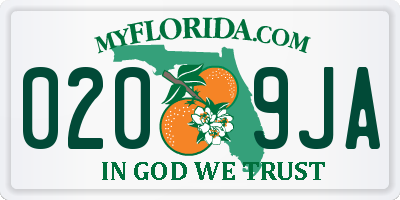 FL license plate 0209JA