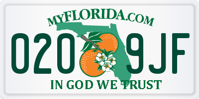 FL license plate 0209JF