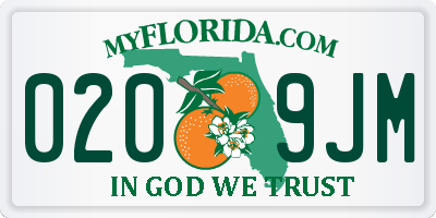 FL license plate 0209JM
