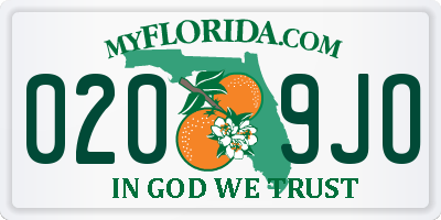 FL license plate 0209JO