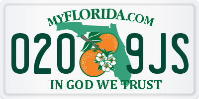 FL license plate 0209JS