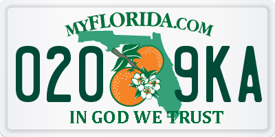FL license plate 0209KA