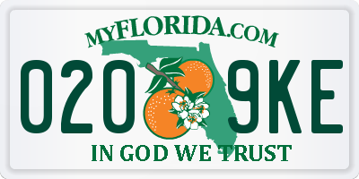 FL license plate 0209KE