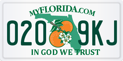 FL license plate 0209KJ