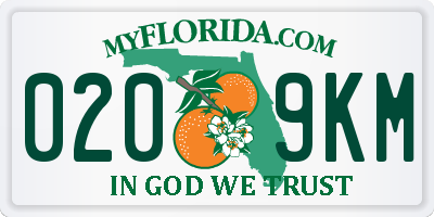 FL license plate 0209KM