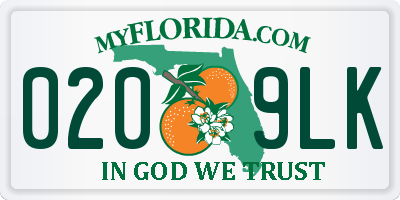 FL license plate 0209LK
