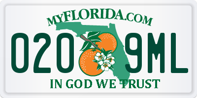 FL license plate 0209ML