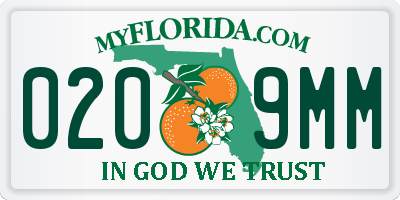 FL license plate 0209MM