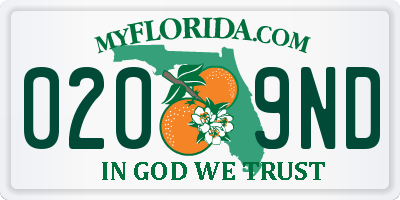 FL license plate 0209ND