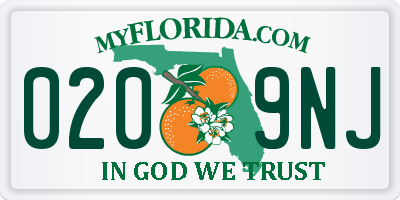 FL license plate 0209NJ
