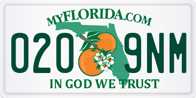 FL license plate 0209NM