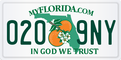 FL license plate 0209NY