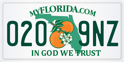 FL license plate 0209NZ