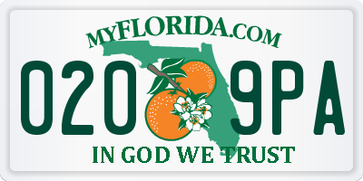 FL license plate 0209PA
