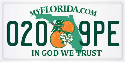 FL license plate 0209PE