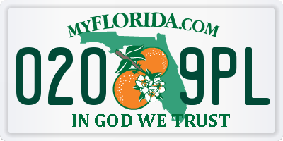 FL license plate 0209PL