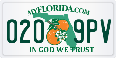 FL license plate 0209PV
