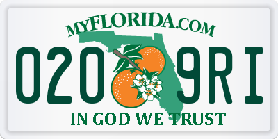 FL license plate 0209RI