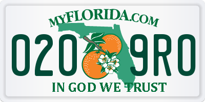 FL license plate 0209RO