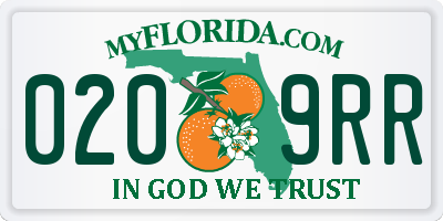 FL license plate 0209RR