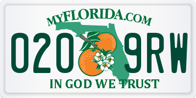 FL license plate 0209RW