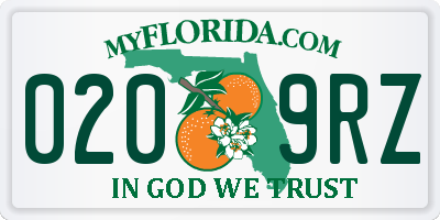 FL license plate 0209RZ