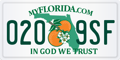 FL license plate 0209SF