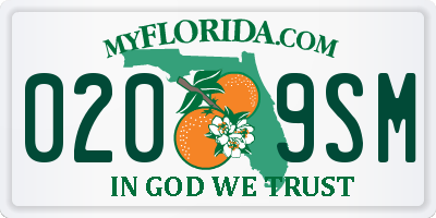 FL license plate 0209SM