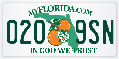 FL license plate 0209SN