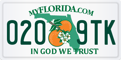 FL license plate 0209TK