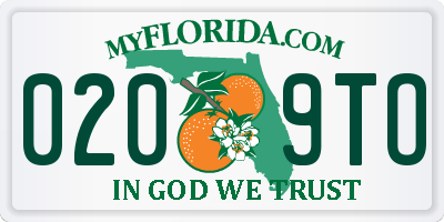 FL license plate 0209TO