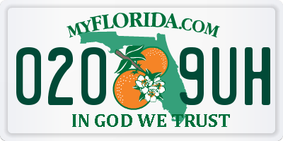 FL license plate 0209UH