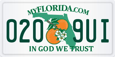 FL license plate 0209UI