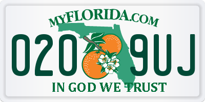 FL license plate 0209UJ