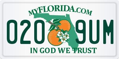 FL license plate 0209UM