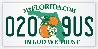FL license plate 0209US