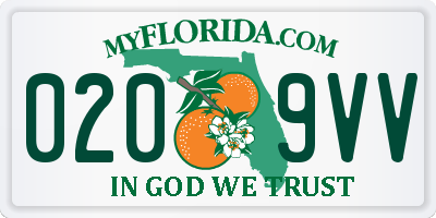FL license plate 0209VV