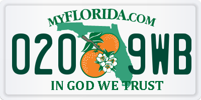 FL license plate 0209WB
