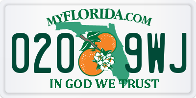 FL license plate 0209WJ