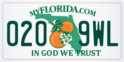 FL license plate 0209WL