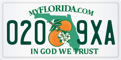 FL license plate 0209XA
