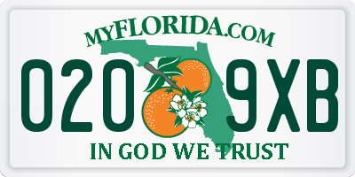 FL license plate 0209XB