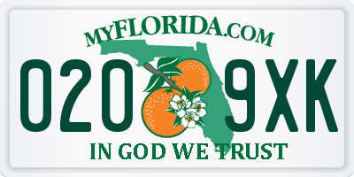 FL license plate 0209XK