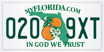 FL license plate 0209XT