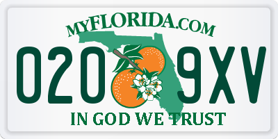 FL license plate 0209XV