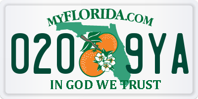 FL license plate 0209YA