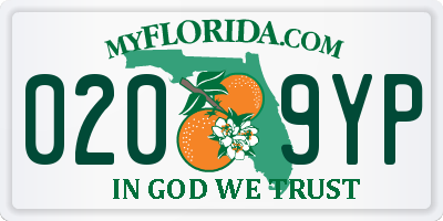 FL license plate 0209YP