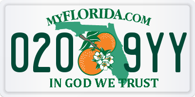 FL license plate 0209YY