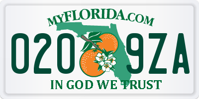 FL license plate 0209ZA