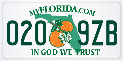 FL license plate 0209ZB